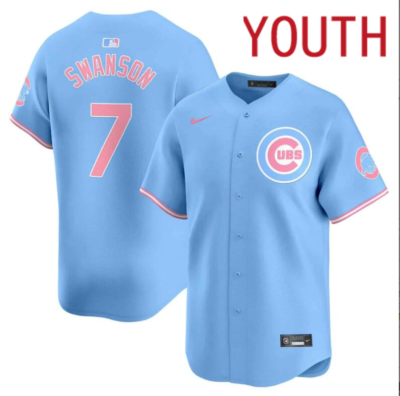 Youth Chicago Cubs 7 Swanson blue 2024 Nike MLB jersey